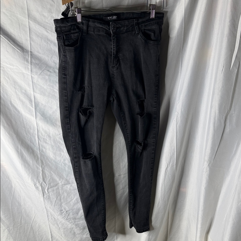Wax Jean Black Ripped Skinny Jeans